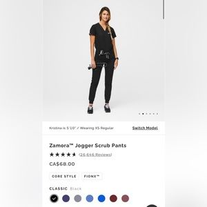 Figs Zamora jogger scrubs, black, regular size M